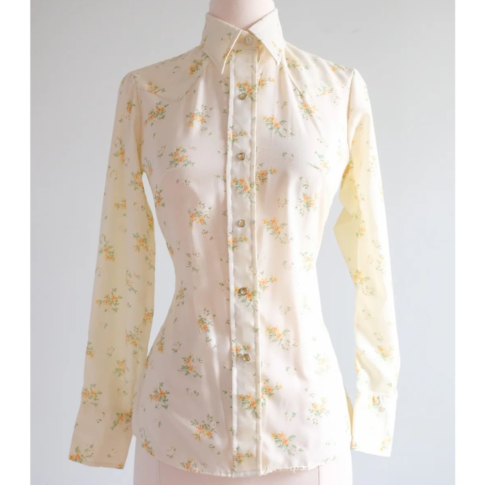 VINTAGE - 1970s Orange Blossom western shirt - size small